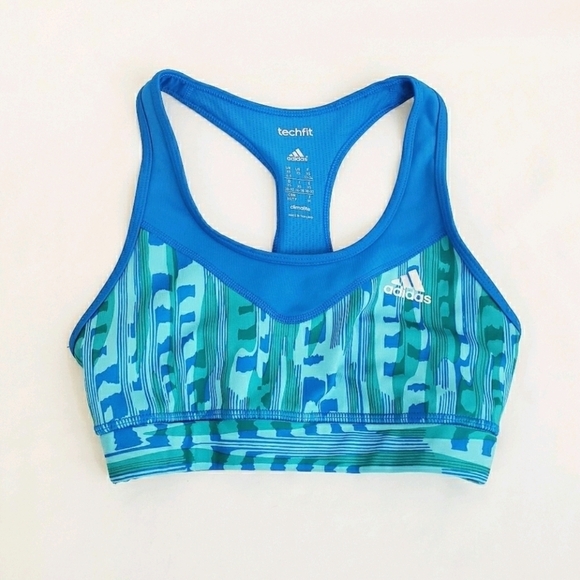 Adidas Techfit Climalite Sports Bra Athletic Workout Yoga Blue XS - Picture 1 of 5